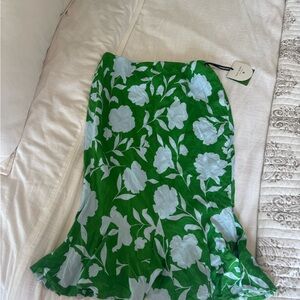 Kate Spade Green and White Floral Midi Skirt